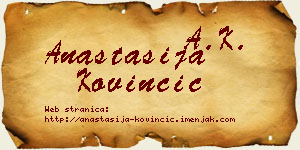 Anastasija Kovinčić vizit kartica